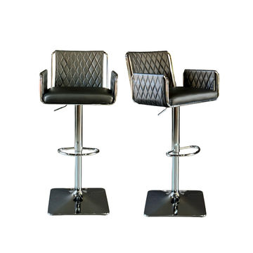 KC FURN – Marvin Set Of 2 Faux Leather Barstools (Black)