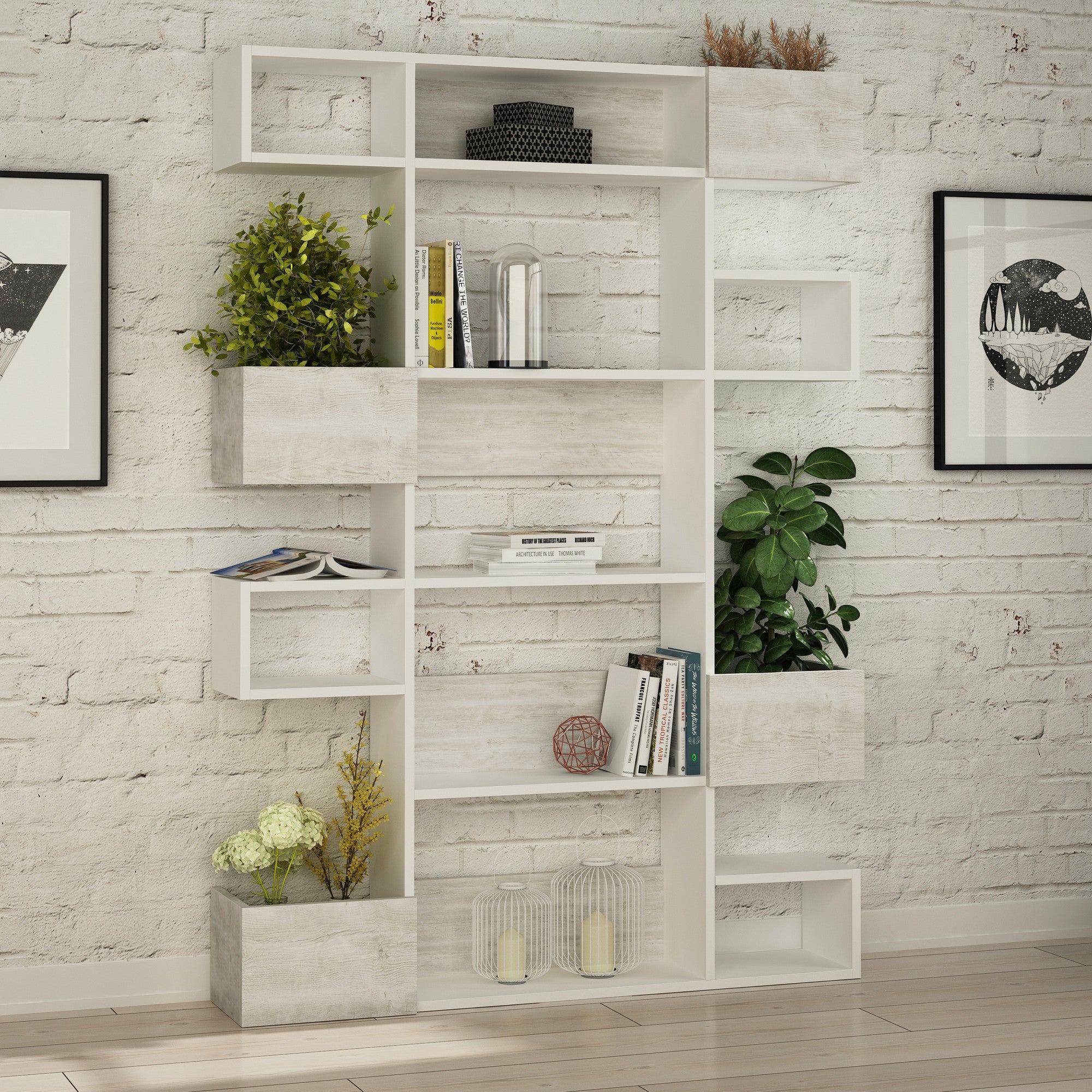 Bookshelf Niho - White, Light White