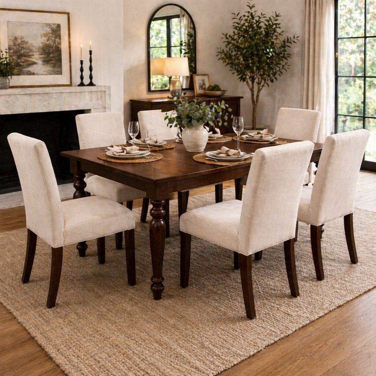 ASHER- 7pc Mahogany Dining Table Set