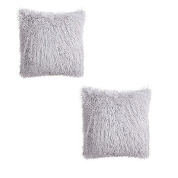 Faux Fur Scatter Cushion Plush Pillow (Set of 2) - Grey