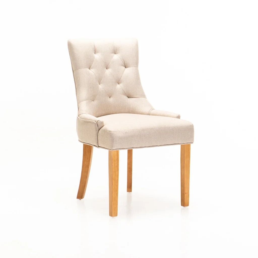 Vividitto - Kia Bloom Fabric Dining Chair -  Cream & Natural