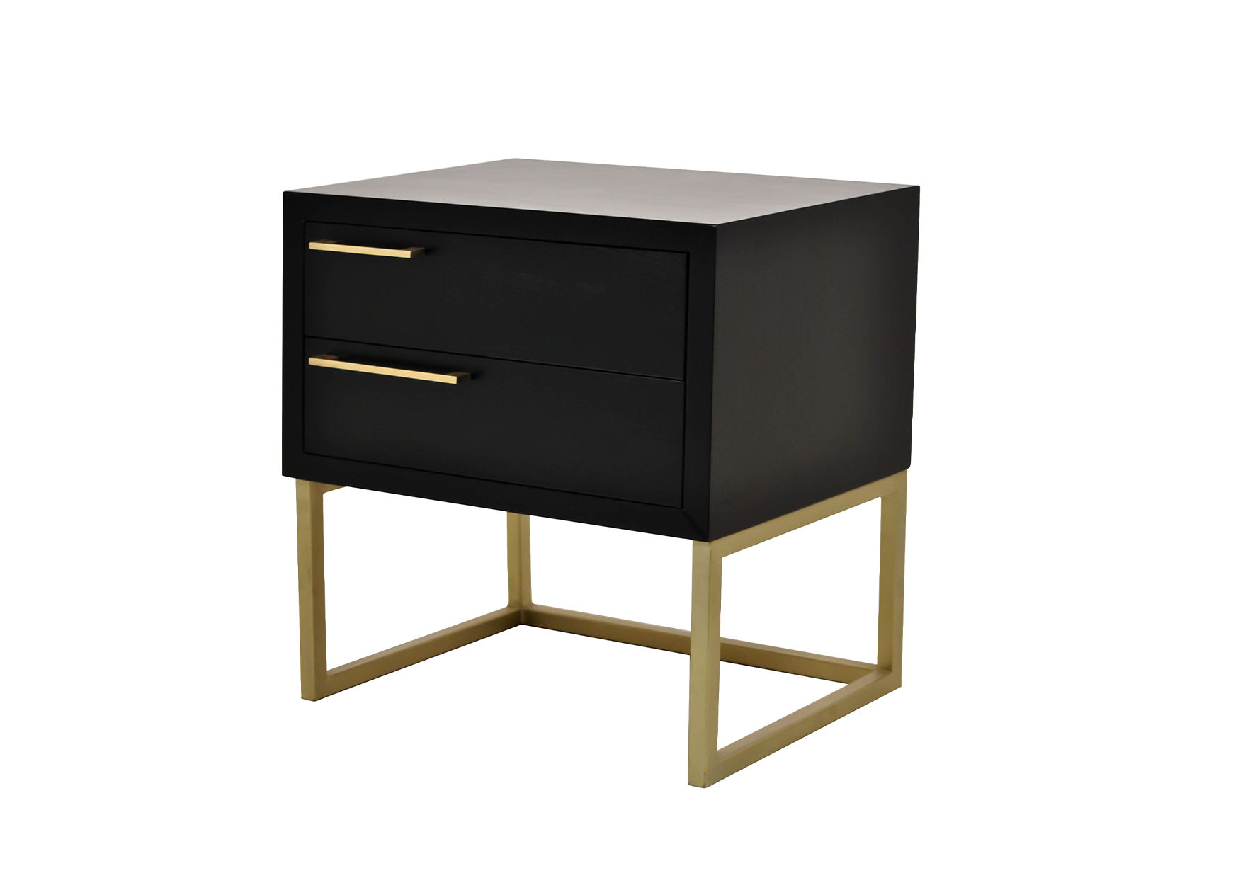 Mika Wood Pedestal With Gold Frame & Handles-Black