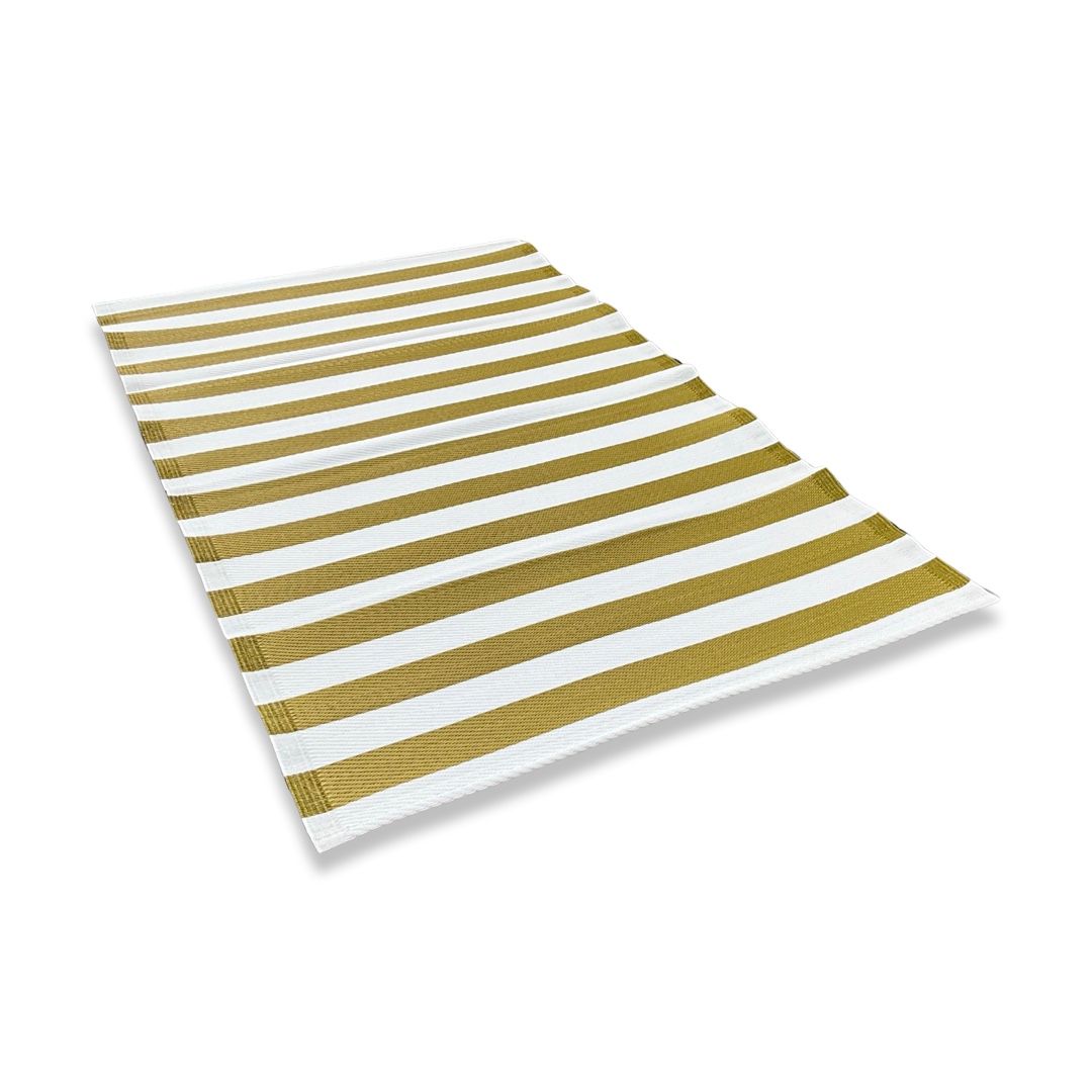 Rug It Up Indoor & Outdoor Plastic Waterproof Reversible Rug - Gold Stripe 2 x 1.2m