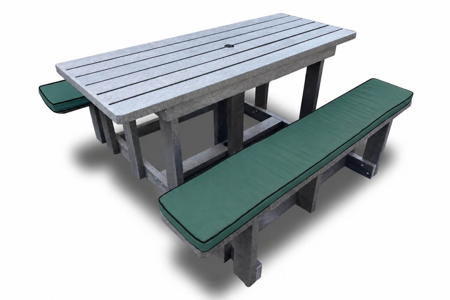 Recycled Plastic Picnic Table 6-Seater (Green Cushions)
