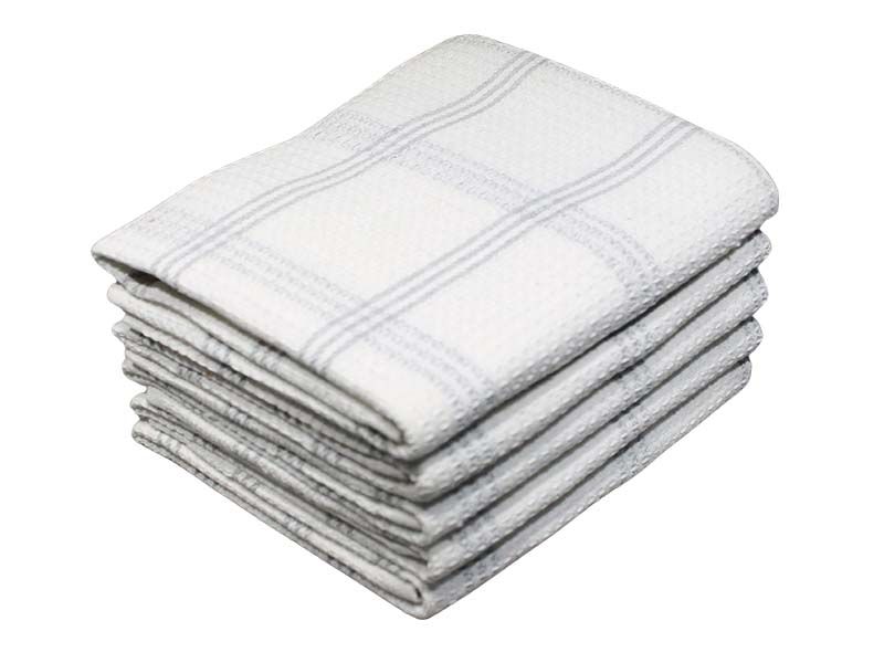 Multipurpose, Easy Fit, Absorbent Kitchen Towel - Design 2030 - 050x070cms - (05 Pc Pack) - Checks - Silver Sconce