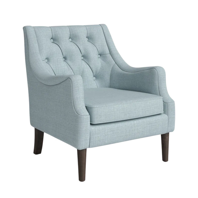 Anatonia Wide Tufted Wingback Chair - Dusty Blue