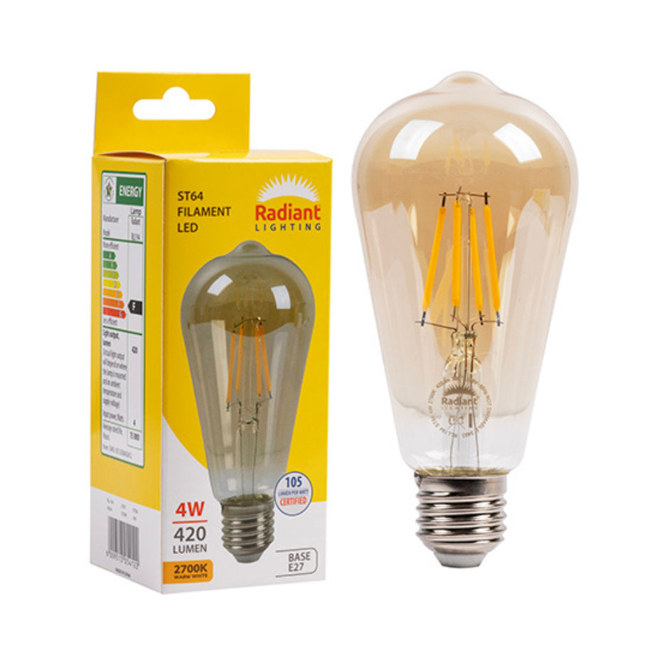 Pear Nipple Filament Amber 4w LED E27 2700K   Lamp