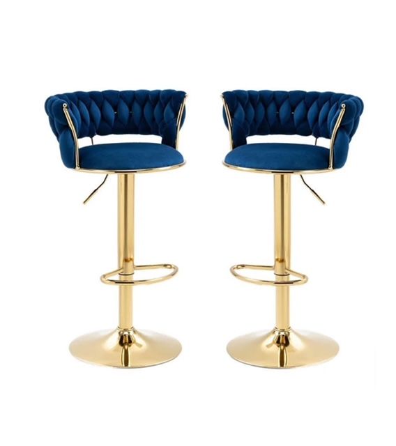 Asher velvet swivel bar chair blue-  set of 2