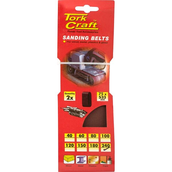 Sanding Belt 75x533mm 240Grit 2 Piece - 8 Pack