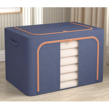 66L Foldable Metal Frame Drawer Storage Organizer-blue