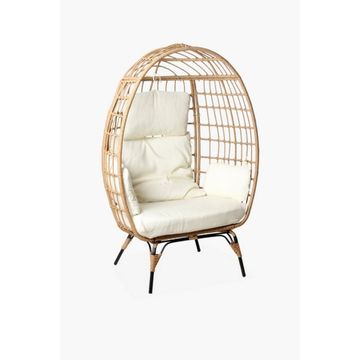 Rattan Nest Chair Foldable High-Back Woven Lounge Chair