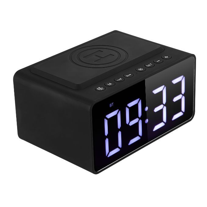 Volkano Alarm Clock with Wireless Charging & Speaker Awake Plus Series Black LEROY MERLIN
