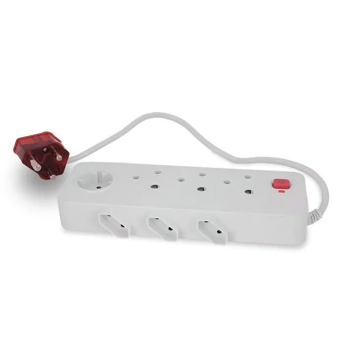 7 Way Multi-Plug, Surge Protector, 3 x 3Pin, 3 x 2Pin, 1 x Schuko