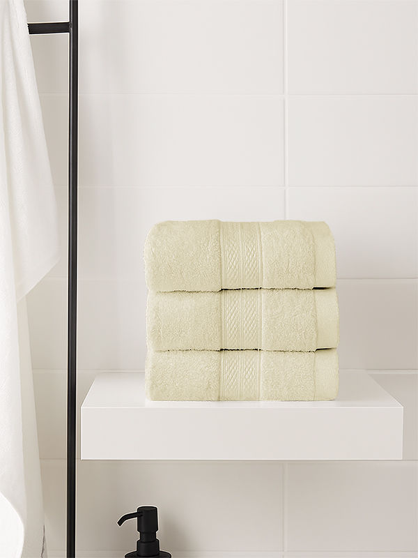 Plush Cotton Guest Towels - Birch (03 Pc Pack)