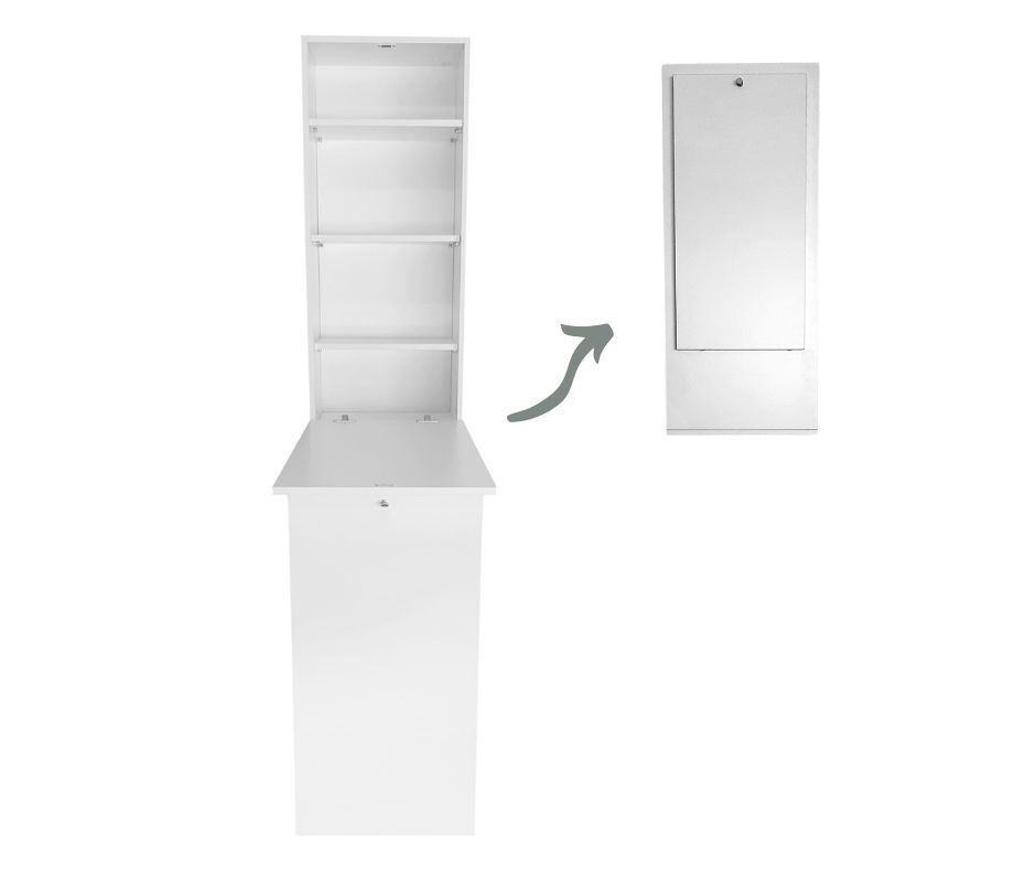 SpaceSave Fold-Up Wall Mounted Workstation - White