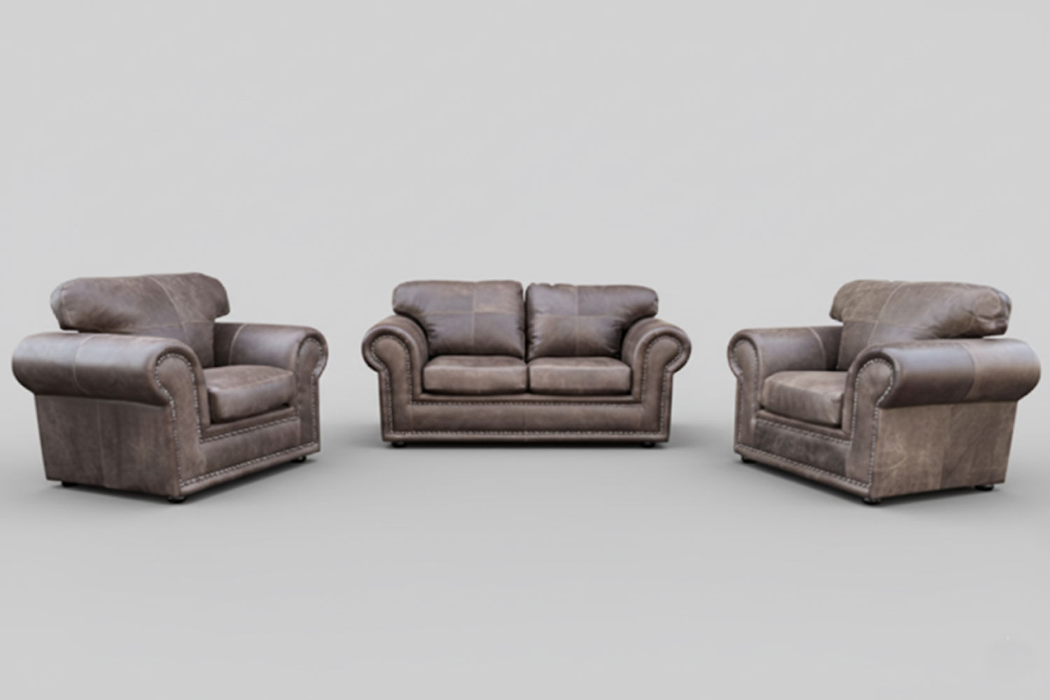 Afrikan Comfort Genuine Leather Lounge Set 3-Piece ( x2 1-Seater Chairs x1 2-Seater Sofa - Exotic Brown)