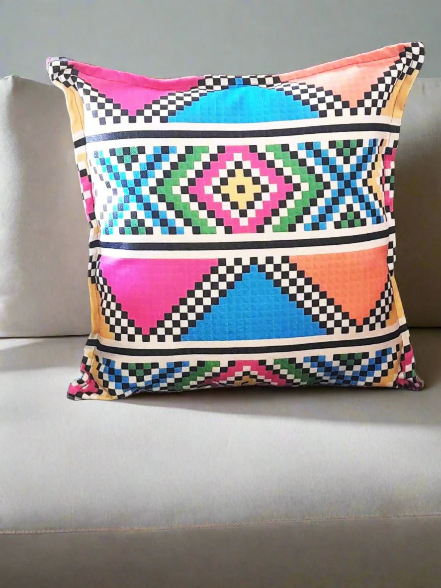 MoTSO DeSIGNED African Print Zulu-Inspired Cushion Pink 60cm x 60cm