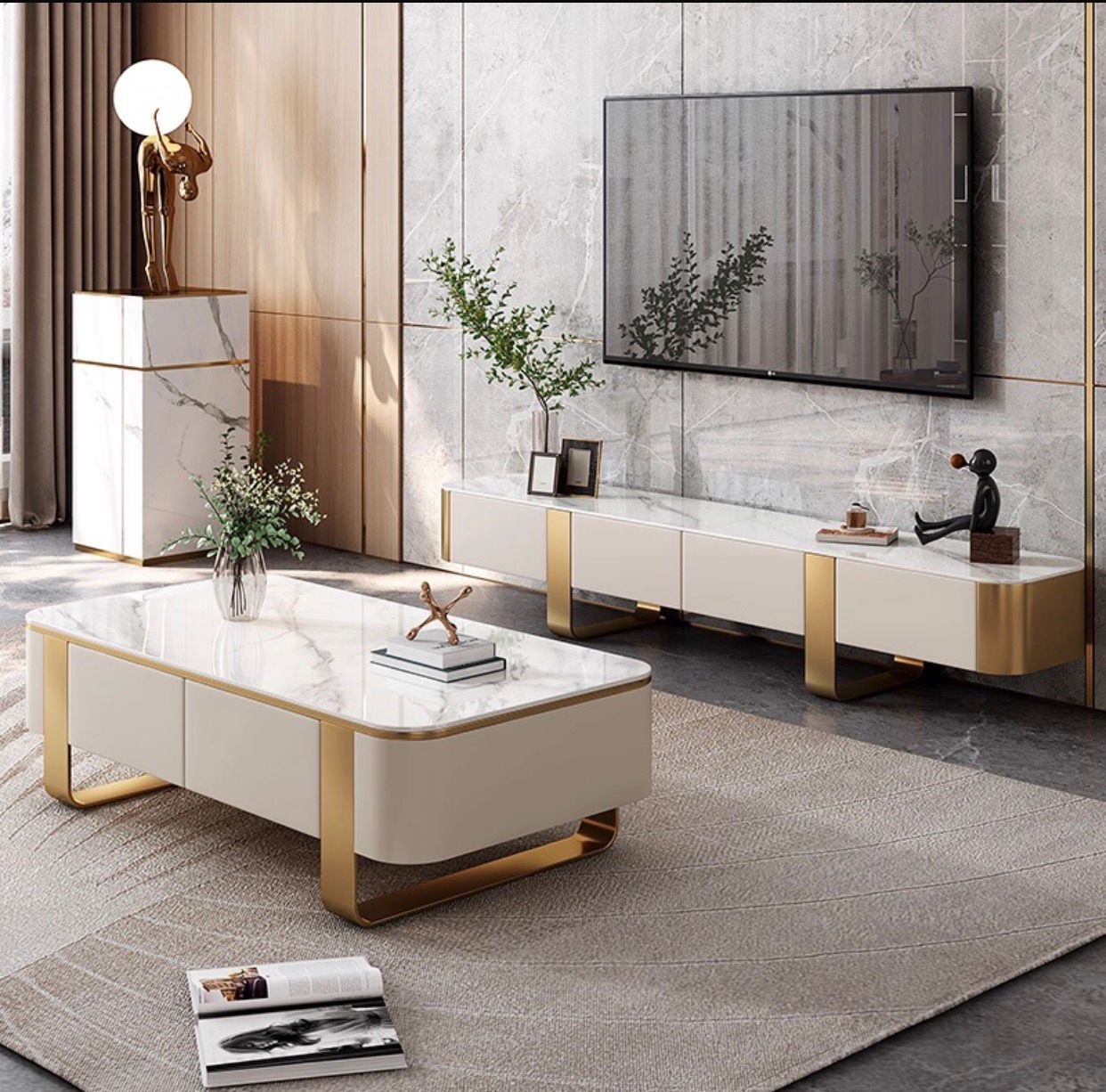 EFURN- Marbella Coffee Table & TV Stand Set