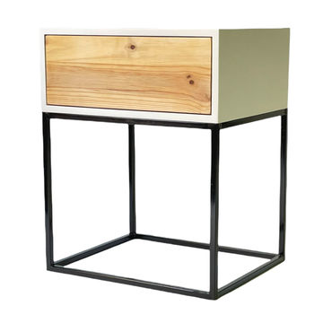 Kilimanjaro White Push To Open Side Table One Drawer