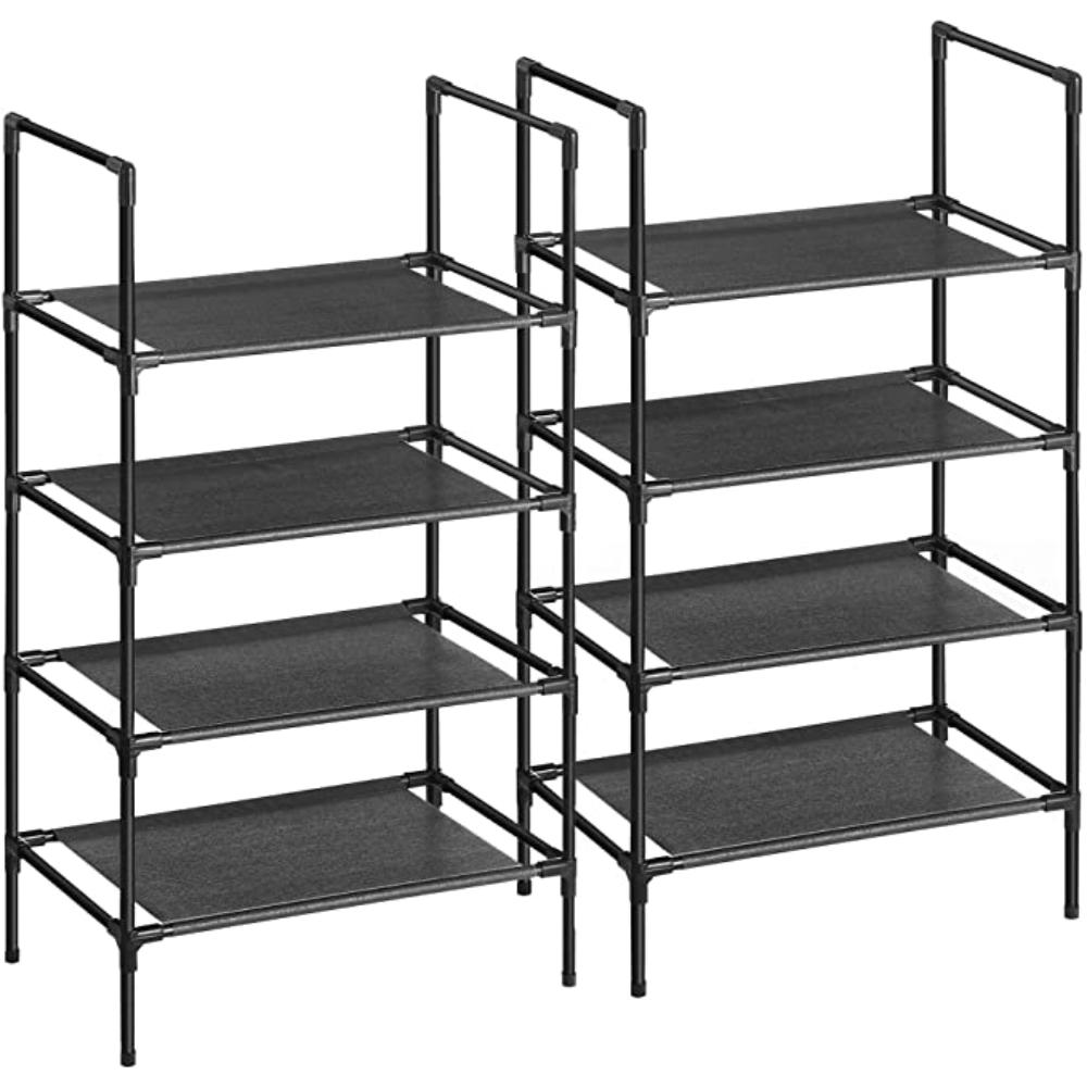 Songmics Black Fabric 4-Tier Shoe Rack, Set of 2