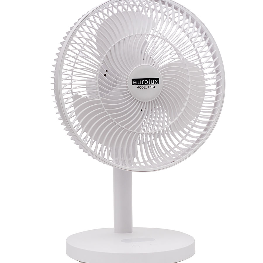 Rechargeable LED Desk Fan 3 Speed & Emergency Light White