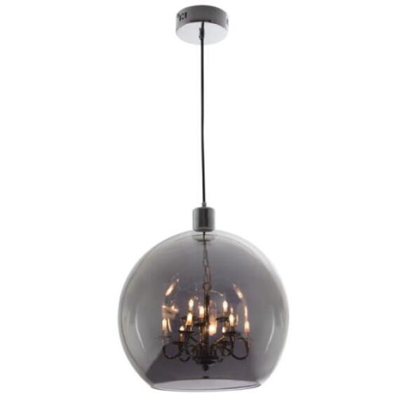 pendant light smokey glass with inner chrome chandelier