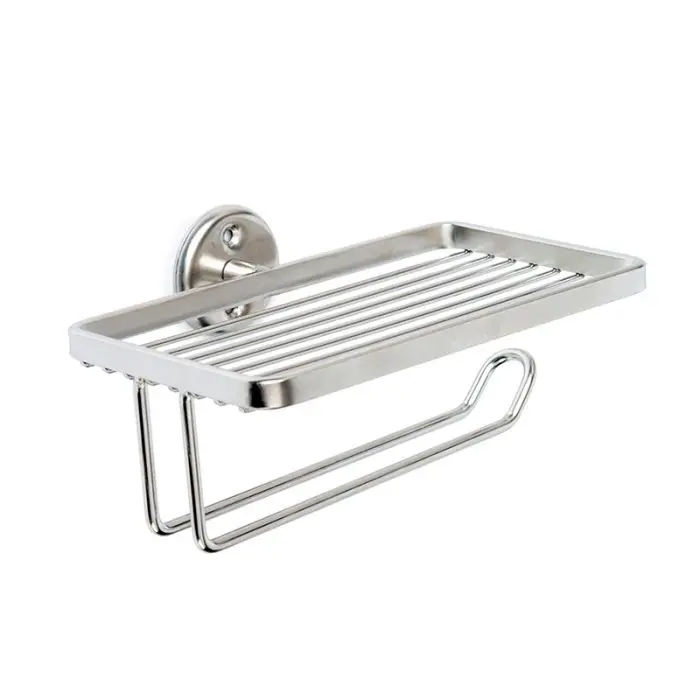 Woodly Toilet Roll & Mobile Phone Holder, Stainless Steel
