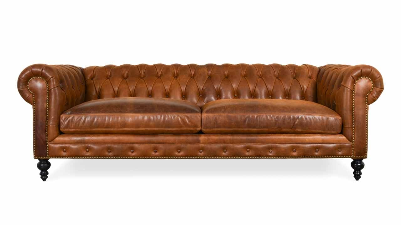 Classic Chesterfield 3 Seater Genuine Leather Sofa - Piccadilly Choclate