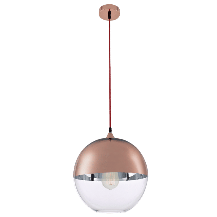 Copper Pendant with Glass 1 x 40W ES