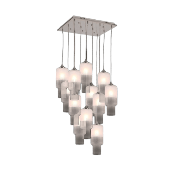230v 60W E27 12 Lights Cylinder Half Frosted Glass Pendant Cluster