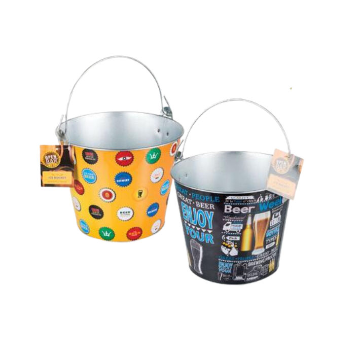 Decorated Tinplate Ice Bucket - 22cm x 18cm (2 Pack)