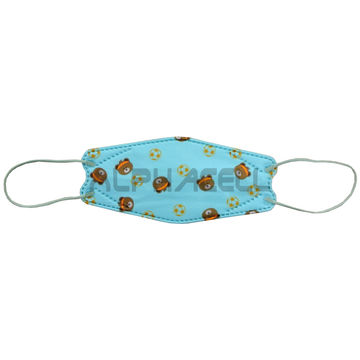 DISPOSABLE FACE MASK KIDS - KF94 - Bear+Soccer TURQOISE