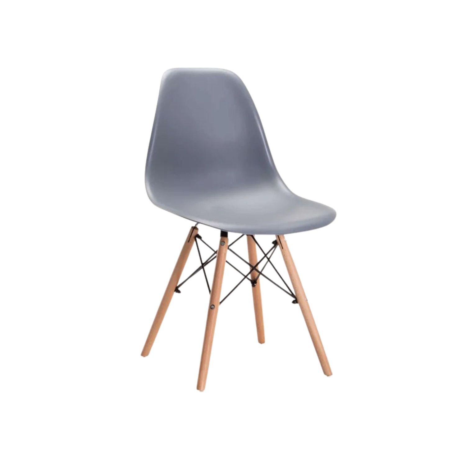 Mid-Century Wooden Leg Dining Chair - Dark Grey
