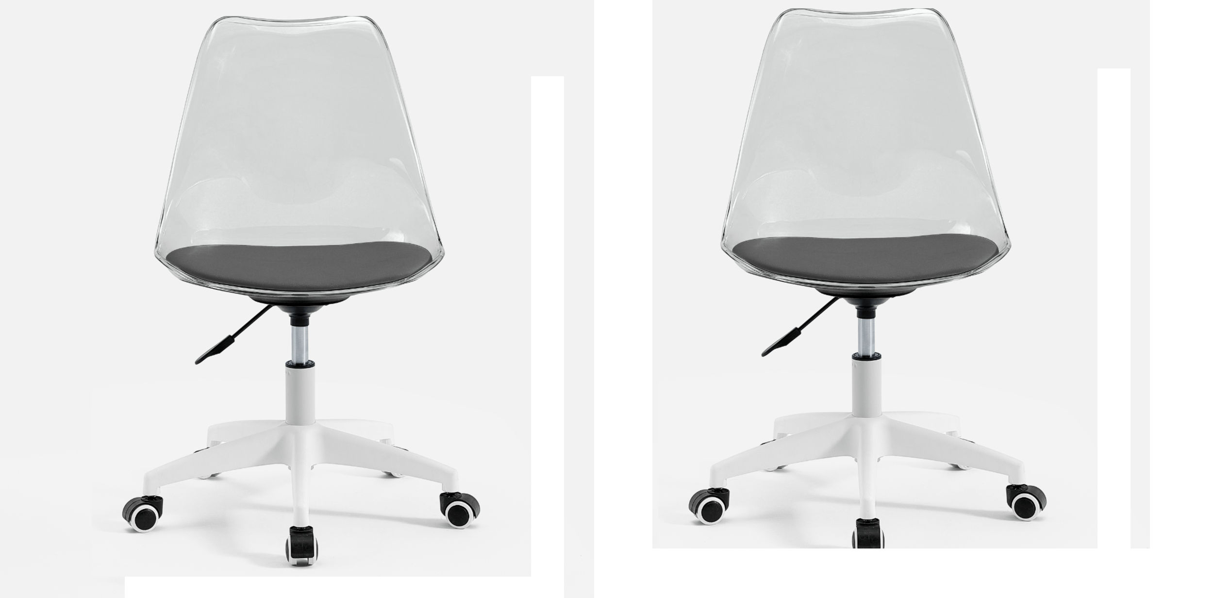 Modern Home Office Desk Chair Swivel Computer Chair With Wheels - Clear/Black