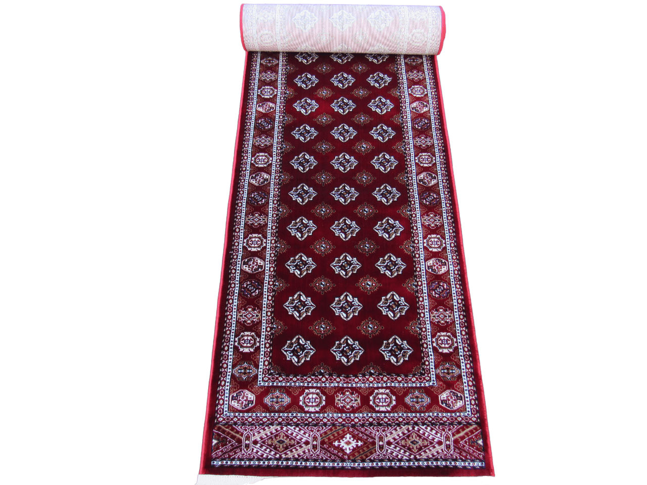 BK Carpets & Rugs - Persian Inspired Bukhara Passage Runner - 80cm x 8m -  Red & White