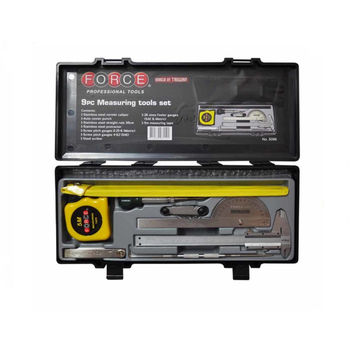 Force - 9 Piece Measuring Tool Set Tape Auto Centpunch Screw Pitch