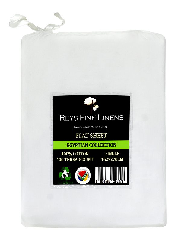 Rey's Fine Linen - Egyptian Collection - Flat Sheet-Optical White-Single(06 Pc Pack)