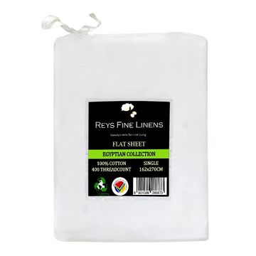 Rey's Fine Linen - Egyptian Collection - Flat Sheet-Optical White-Single(06 Pc Pack)