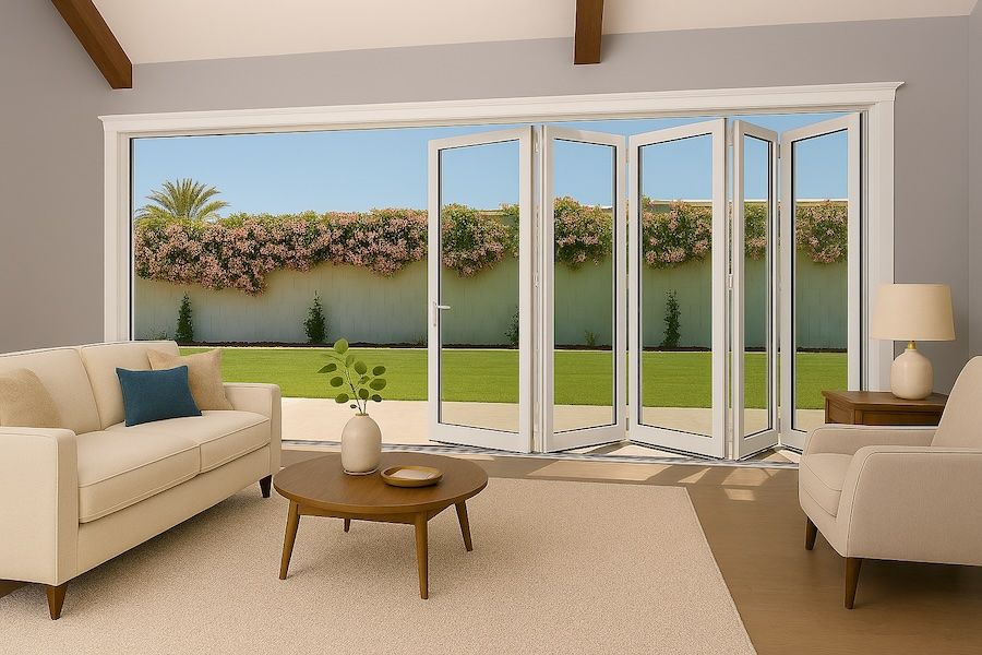 Kenzo - SFD5FG6LW - Aluminium Fold A-Side Door 3mx2.1m White Open to Left Viewed From Outside