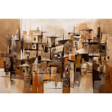 Canvas Wall Art - Through Symphony Abstract Forms Muted Tone - A1274 - [120 x 80 cm]