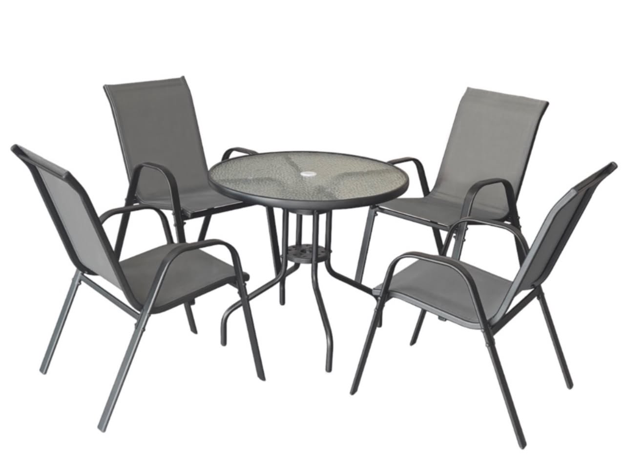 4 Seater Round Glass Patio Table and Chairs