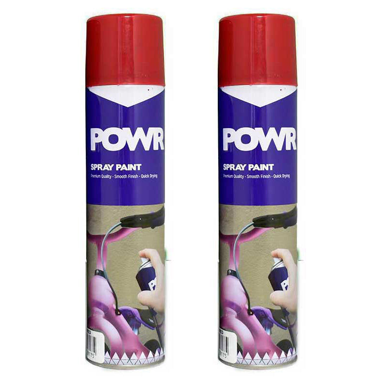 POWR Spray Paint Metal Red 300ml ( 2 Pack )