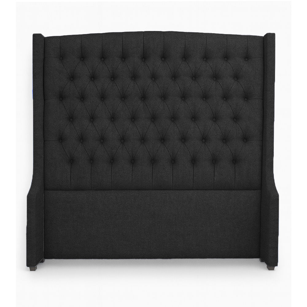 Reya Buttoned Wing Headboard Double Black