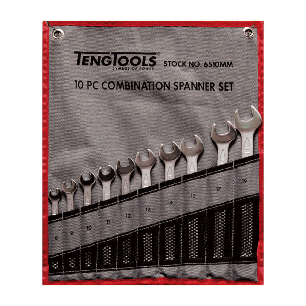 10PC Metric Combination Spanner Set - Tool Roll