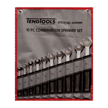 10PC Metric Combination Spanner Set - Tool Roll