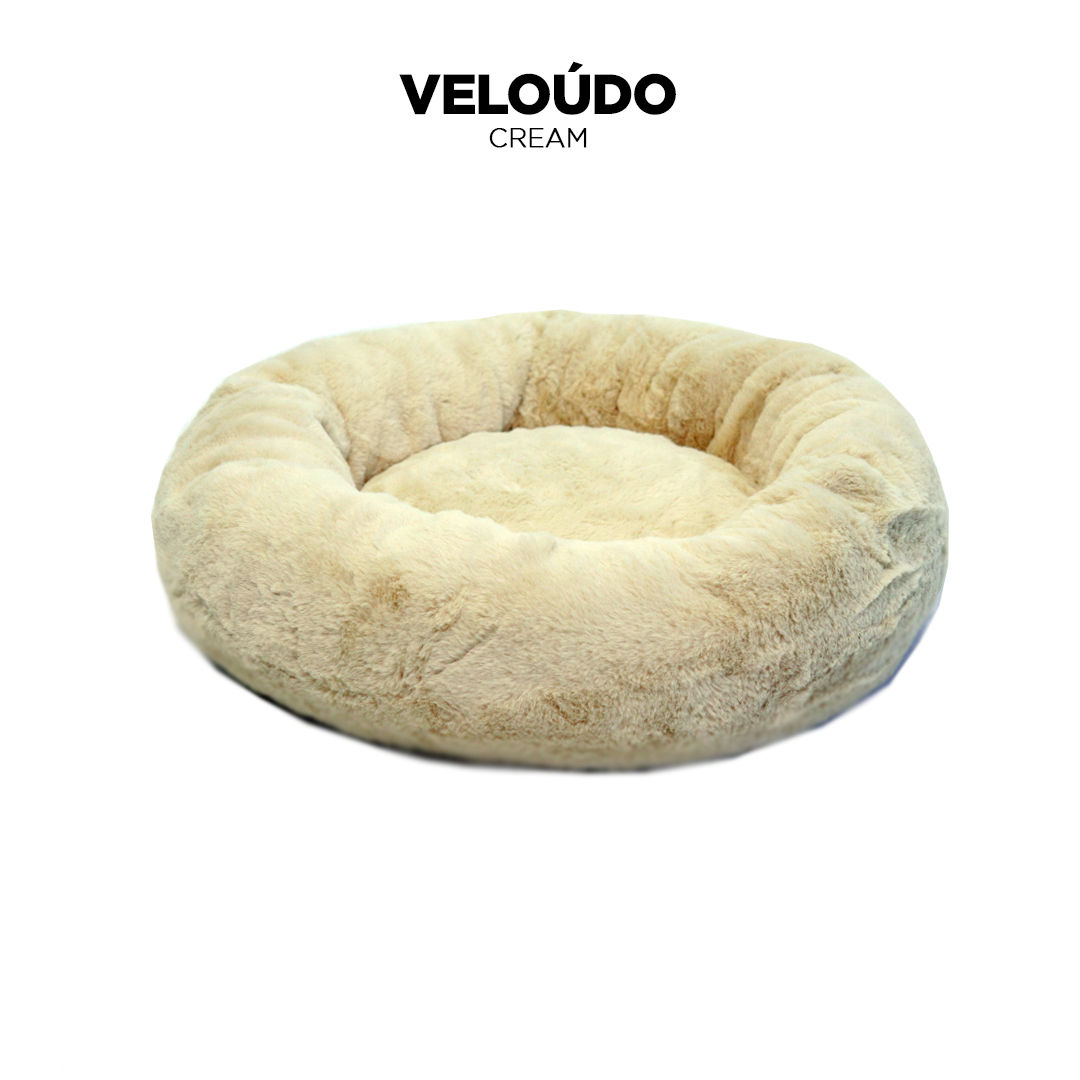 Cream Short-Fur Velvet Veloudo Large 90cm IREMIA Dog Bed
