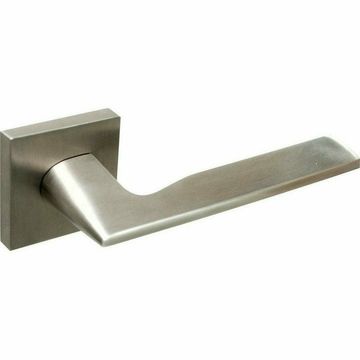 Solid Stainless Steel Lever Handle on Square Rose - Slim Handle