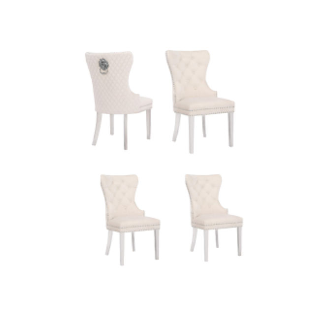 KC FURN - Haven Dining Chair with Velvet Upholstery cream white (Set of 4)