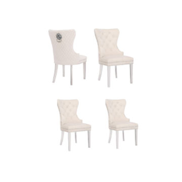 KC FURN - Haven Dining Chair with Velvet Upholstery cream white (Set of 4)