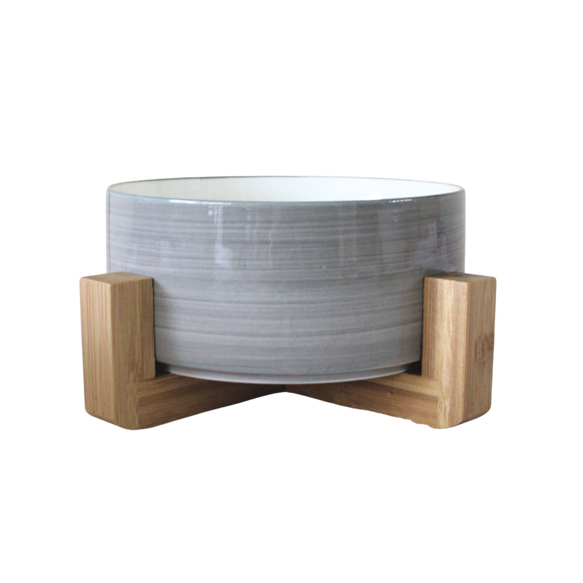 Haus Republik - Small Ceramic Bowl with Wooden Stand - Grey Haze